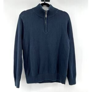 L.L. Bean 1/4 Zip Cotton Navy Sweater Men's M-Reg